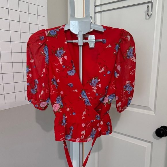Wayf Scarlet Floral Wrap Blouse - Picture 1 of 9